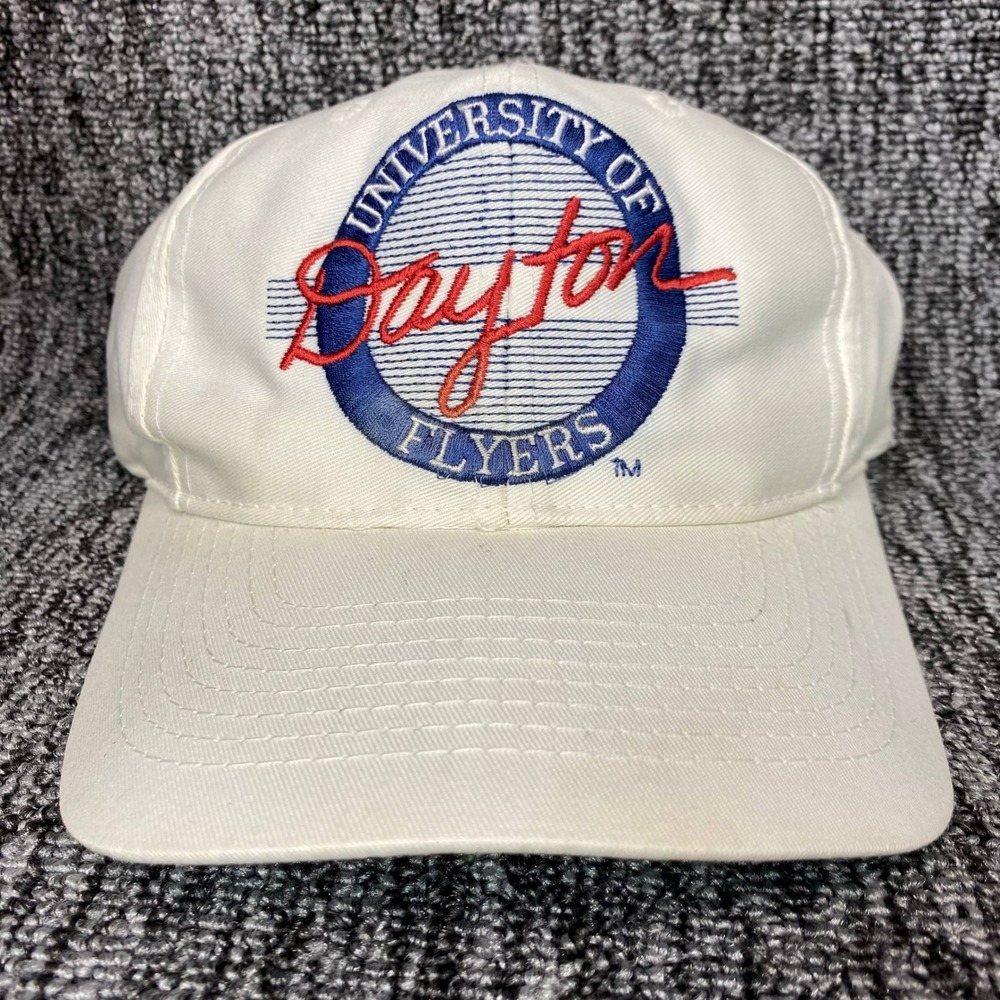 VTG Dayton Flyers Hat Snapback Cap The Game NCAA Circle Logo White Blue Red